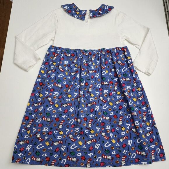 Girls Dr. Seuss Cat in the Hat Vintage 1994 Alphabet ABC Collared Dress Size 6-7 - Picture 8 of 11